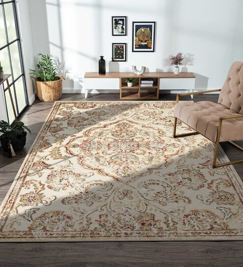 Beige Persian 3x5 Feet Machine Made Carpet