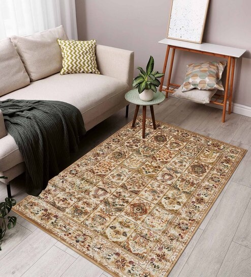 Beige Persian 5x7 Feet Machine Made Carpet