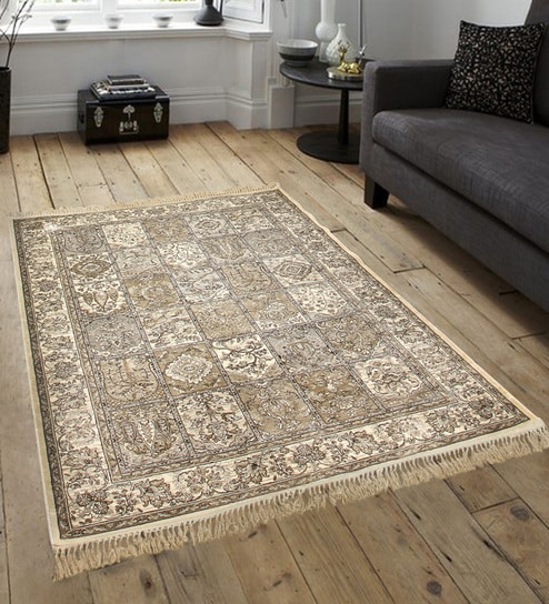 Beige Persian 5x7 Feet Machine Made Carpet