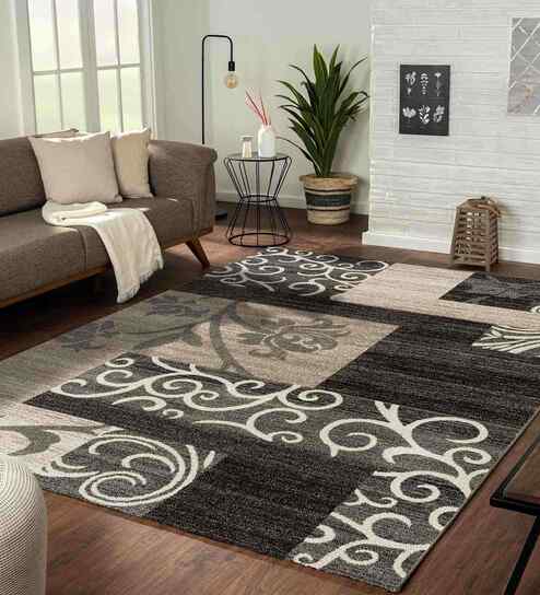 Beige Persian Polypropylene 5x8 Feet Machine Made Carpet