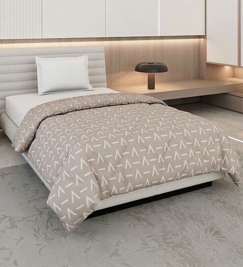 Beige Polyester Solid 105 GSM Single Bed Comforter