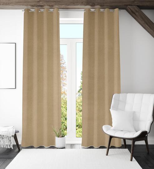 Polyester Door Curtain Beautiful Eyelet Wall Hanging Window Curtains Set Of  2 PC