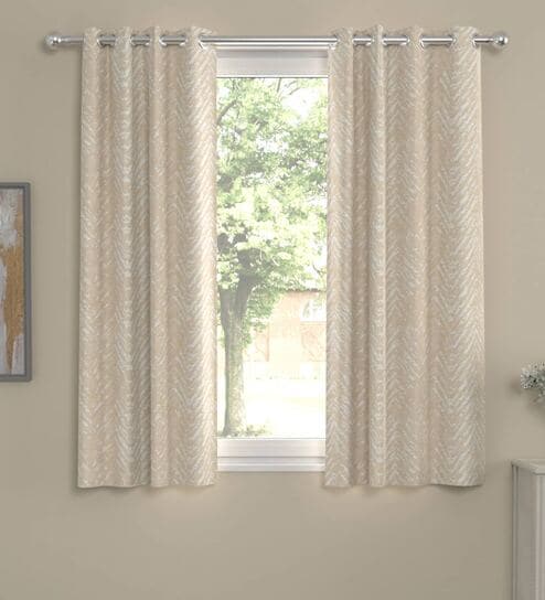 Geometric Polyester Solid 5 Ft  Semisheer Eyelet 2 Window Curtains By Rosarahome