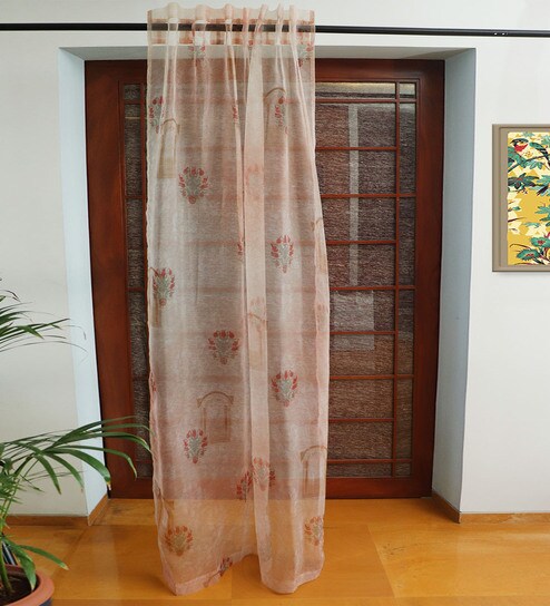 Buy Brown-Beige Blackout Door Curtain Online - 2 Pcs, 7Ft - Story@Home –