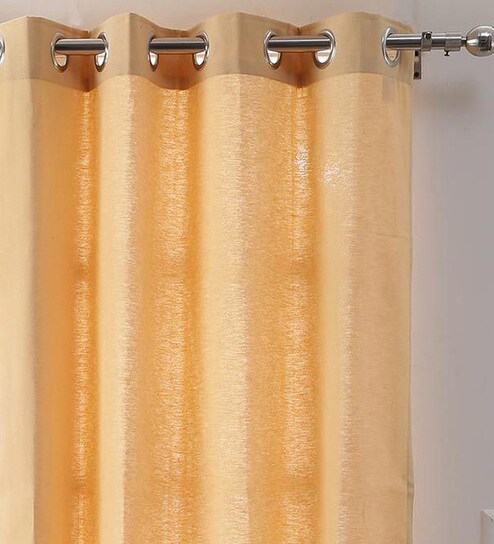 Buy Beige Semisheer Cotton 9 Feet Eyelet Long Door Curtain By