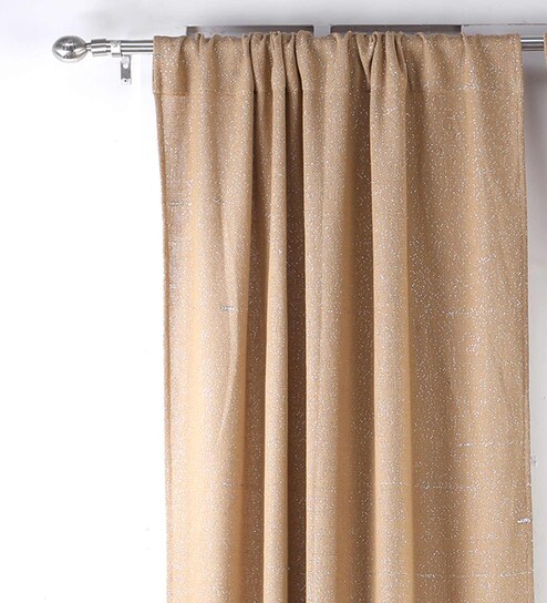 Buy Beige Semisheer Cotton 9 Feet Rod Pocket Long Door Curtain