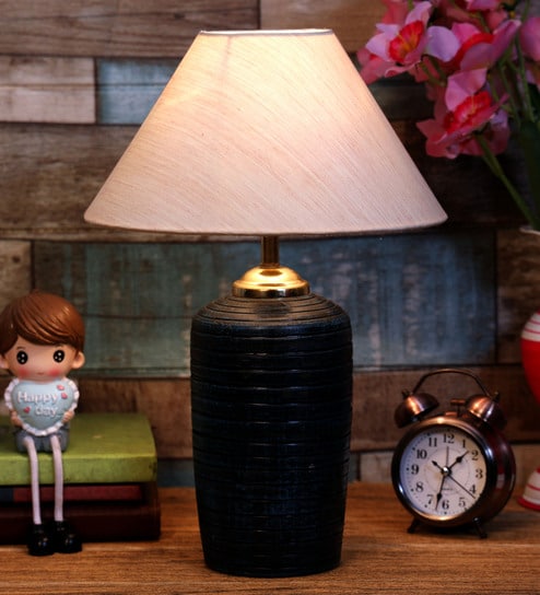 Beige Shade Table Lamp With Terracotta Base By Foziq