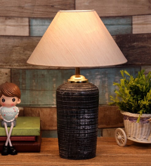 Beige Shade Table Lamp With Terracotta Base By Foziq