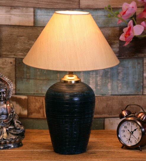 Beige Shade Table Lamp With Terracotta Base By Foziq