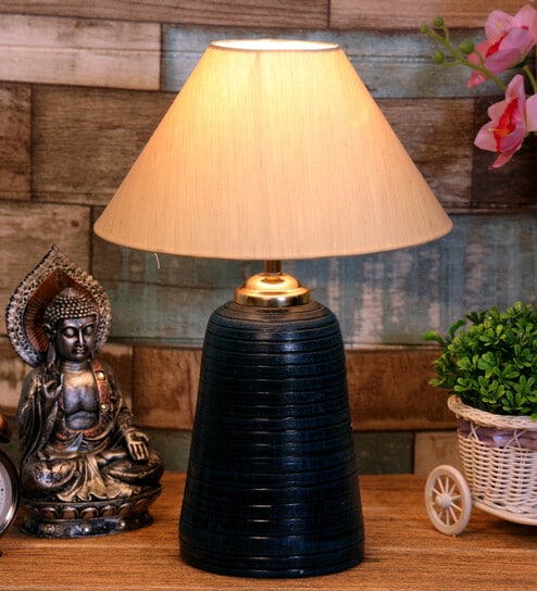 Beige Shade Table Lamp With Terracotta Base By Foziq