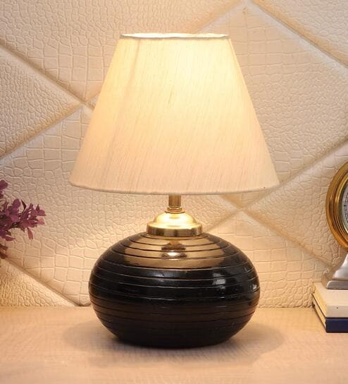 Poulsen Beige Fabric Shade Night Lamp With Teracotta Base By Foziq