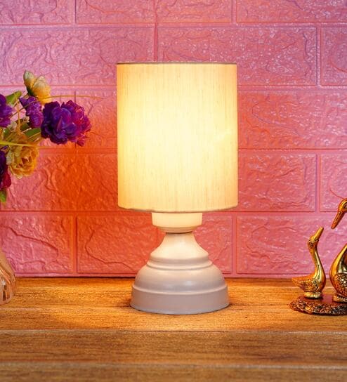 Beige Shade Table Lamp With Metal Base By Foziq