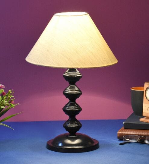 Beige Shade Table Lamp With Metal Base By Foziq