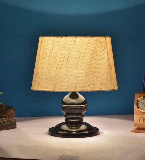 Beige Shade Table Lamp With Metal Base By Foziq