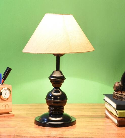 Beige Shade Table Lamp With Metal Base By Foziq