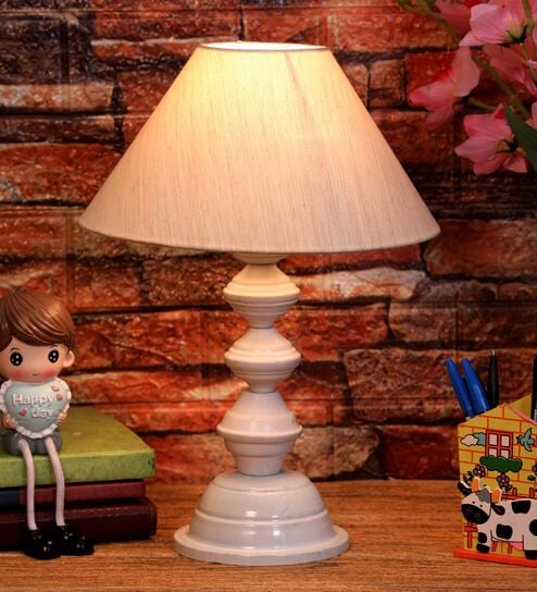 Beige Shade Table Lamp With Metal Base By Foziq