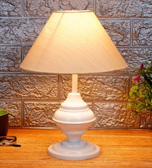 Beige Shade Table Lamp With Metal Base By Foziq