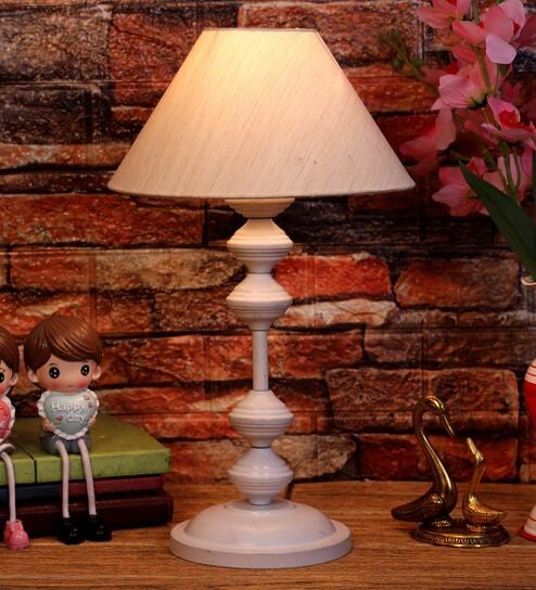 Beige Shade Table Lamp With Metal Base By Foziq