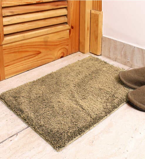Beige Solid Microfibre 17x12 Inches AntiSkid Door Mat By Luxe Home International