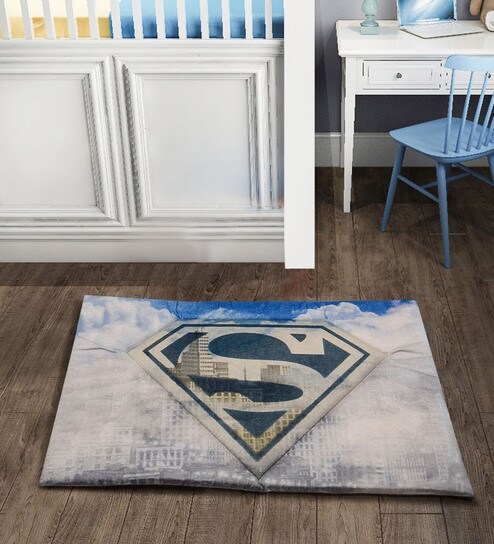 Buy Beige Superman Soft Velvet Printed Foam Mat 40x60 Cm By Saral