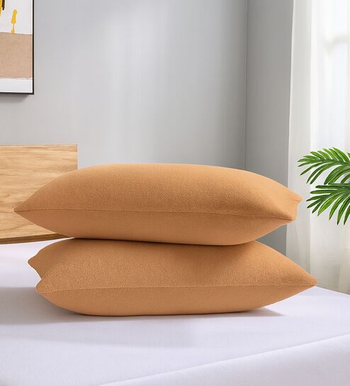 Beige Terry 300 TC Waterproof 18x28 inches Pillow Protector Covers Set of 2