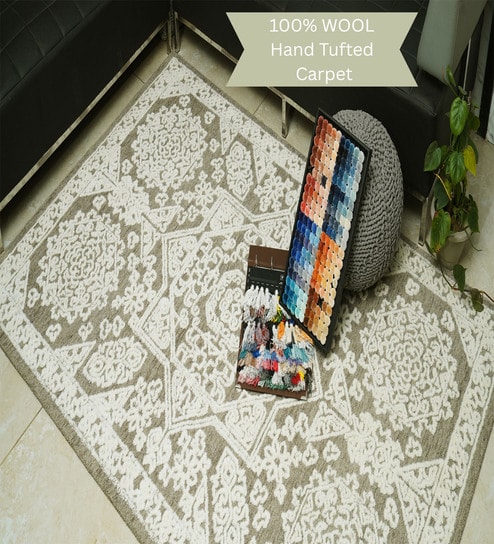the woven legacy Beige Traditional Wool Hand Tufted Carpet-picture-18