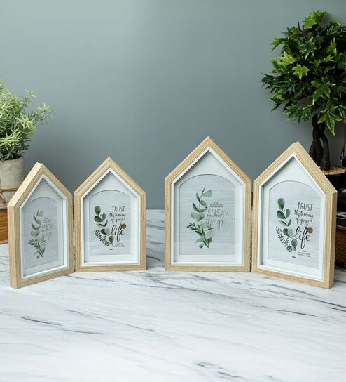 Beige Two House shape 4x6 Inches