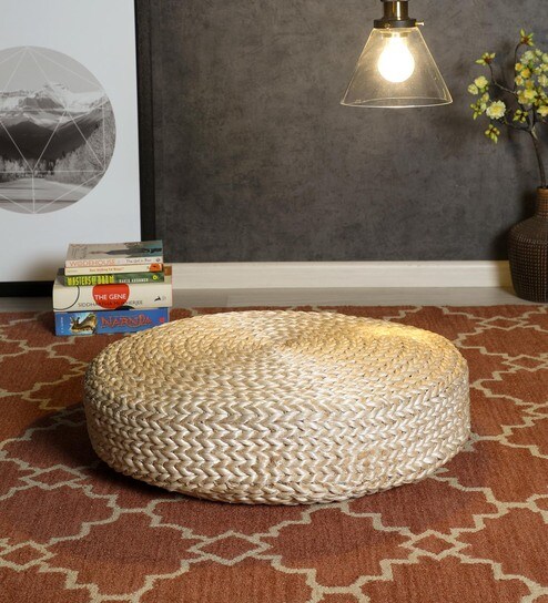 Buy Beige Zen Abaca Handmade Meditation Cushion By Idayog Online