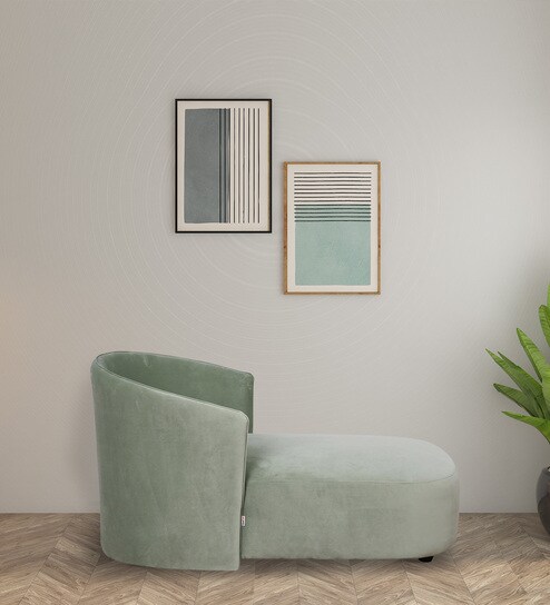 Belisario Velvet Chaise Lounger in Teal Green Colour
