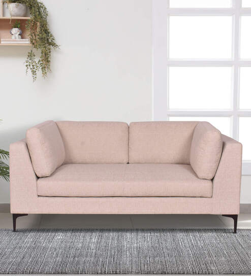 Belita Fabric 2 Seater Sofa In Greige Colour