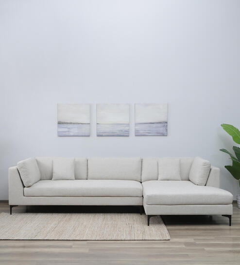 Belita Fabric LHS Sectional Sofa (3 + Lounger) In Greige Colour