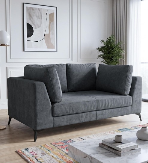 Belita Velvet 2 Seater Sofa In Pebble Grey Colour