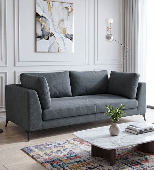 Belita Velvet 3 Seater Sofa In Pebble Grey Colour