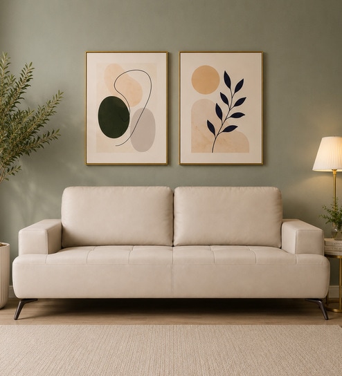 Bellagio Half Leather 3 Seater Sofa in Exotica Oyster Beige colour