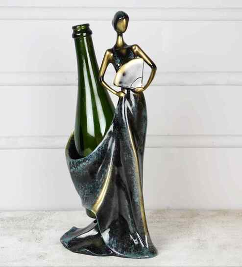 Belle Femme Antique Metal Wine Bottle Holder (Bronze)