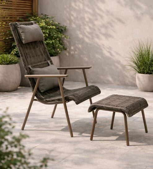 Benco Wicker Outdoor Relax Chair In Birch Brown Colour