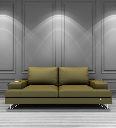 Benjamin Leatherette 3 Seater Sofas in Olive Green Colour