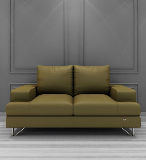 Benjamin Leatherette 2 Seater Sofas in Olive Green Colour