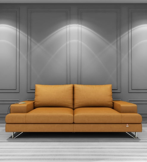 Benjamin Leatherette 3 Seater Sofas in Brown Colour