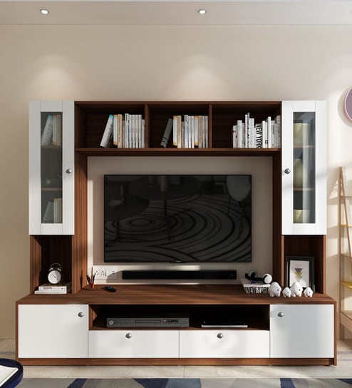 Buy Hubert TV Unit in Classic Walnut & Frosty White Finish for TVs up to  55\ at 52% OFF by Das