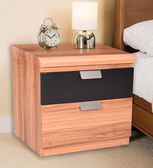 Buy Bently Bed Side Table With Drawers In High Gloss Finish By