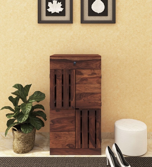 Buy Benton Solid Wood Shoe Cabinet In Provincial Teak Finish By