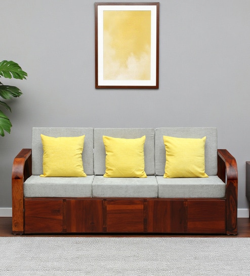 Bergen Sheesham Wood 3 Seater Sofa In Honey Oak Finish