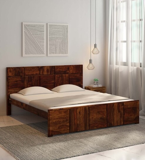 Bergen Sheesham Wood King Size Bed In Provincial Teak Finish