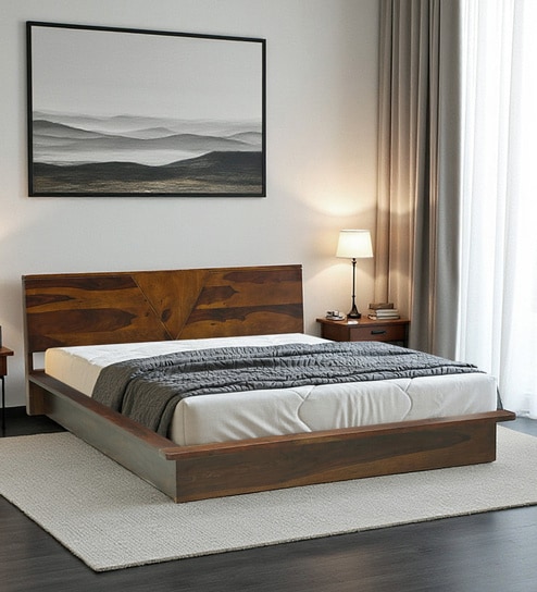 Bergerac Sheesham Wood Queen Size Bed In Provincial Teak Finish