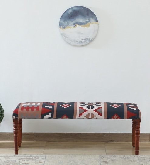 Berkshire Sheesham Wood Upholstered Bench In Honey Oak Finish
