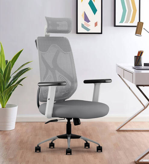 Berlin Breathable Mesh High Back Ergonomic Chair in Grey Colour
