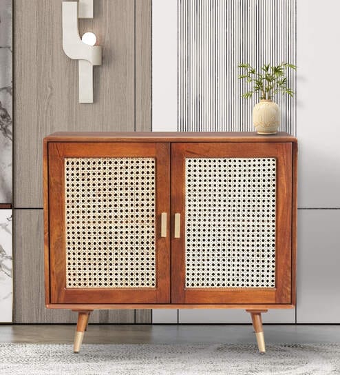 Berlin Solid Wood Side Board In Teak Honey Finish