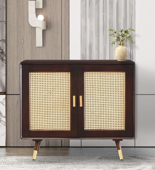 Berlin Solid Wood Side Board In Walnut Finish