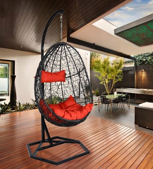 Bern Wicker Swing In Black Finish